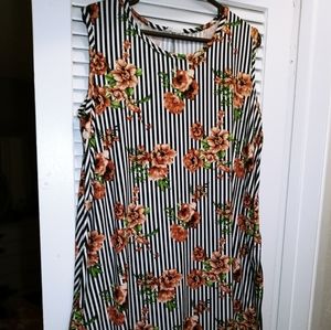 Stripes and roses mini dress